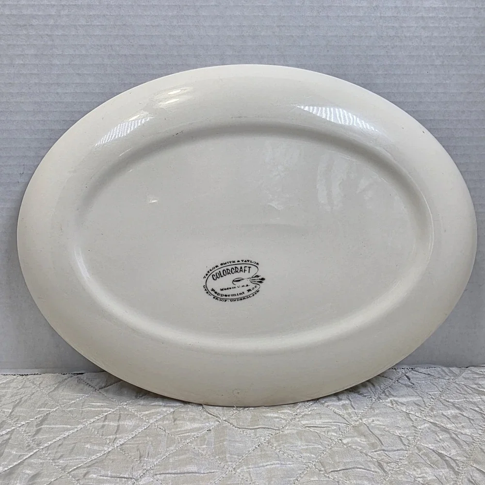 MCM‎ Platter Taylor Smith & Taylor Colorcraft Rooster Peppermint Roo Farmhouse